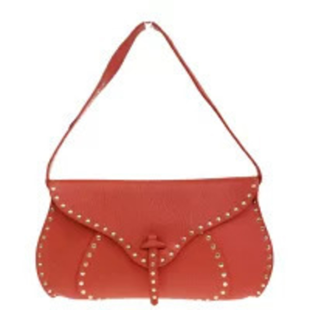 Celine Shoulder Bag Studded Red Leather